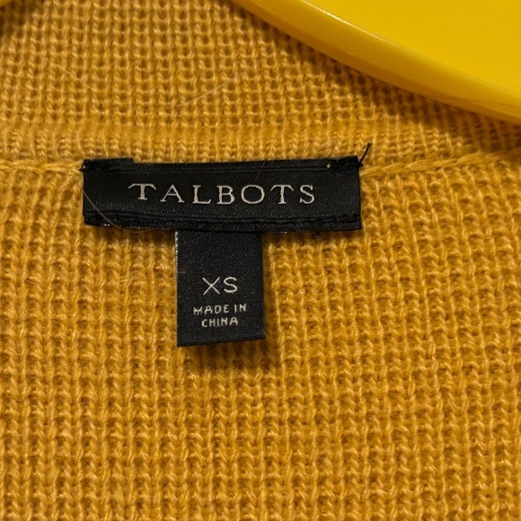 Talbots Mustard Yellow Open Front Wool Blend Cardigan XS - Picture 3 of 4
